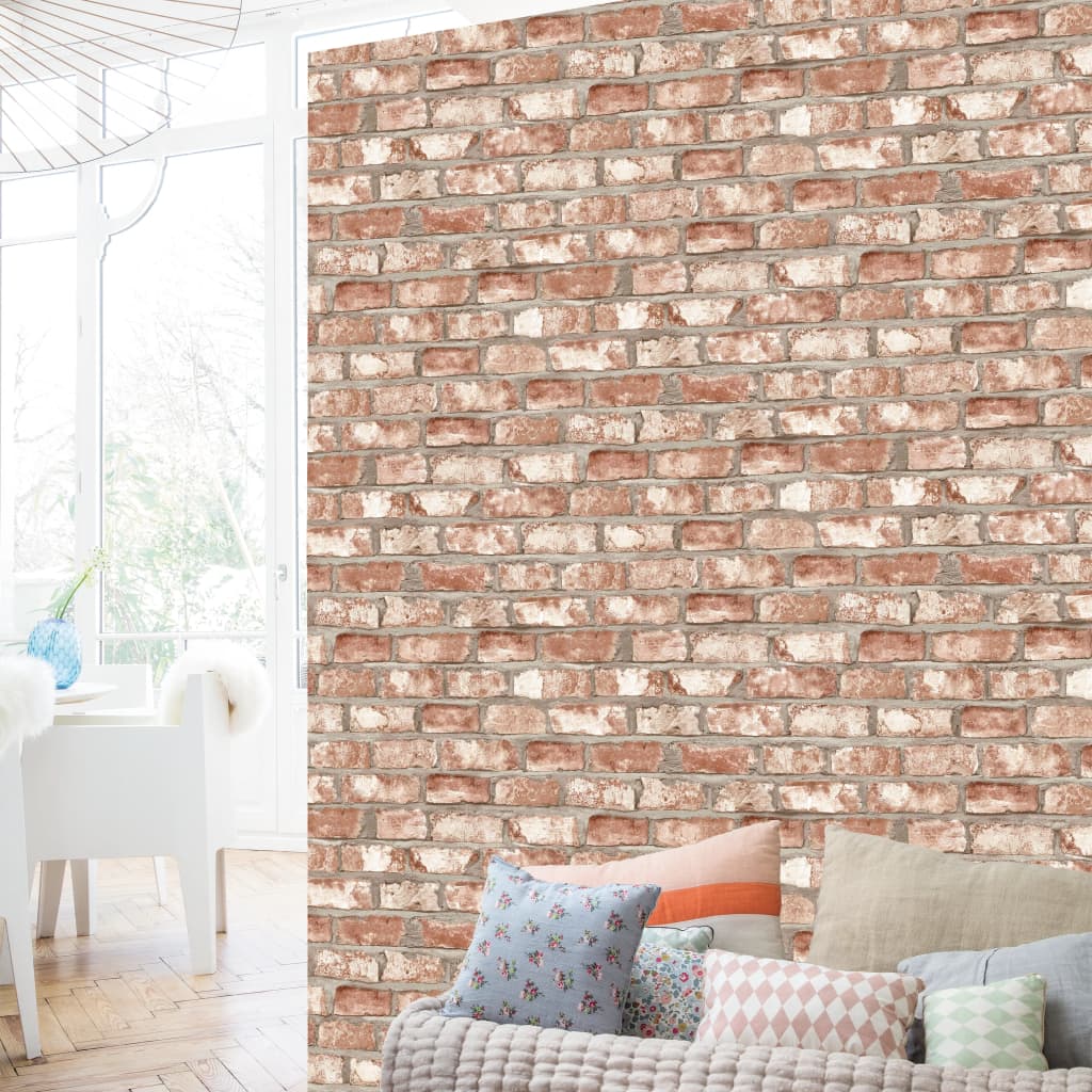 DUTCH WALLCOVERINGS Carta da Parati Motivo Mattoni Rosso EW3102