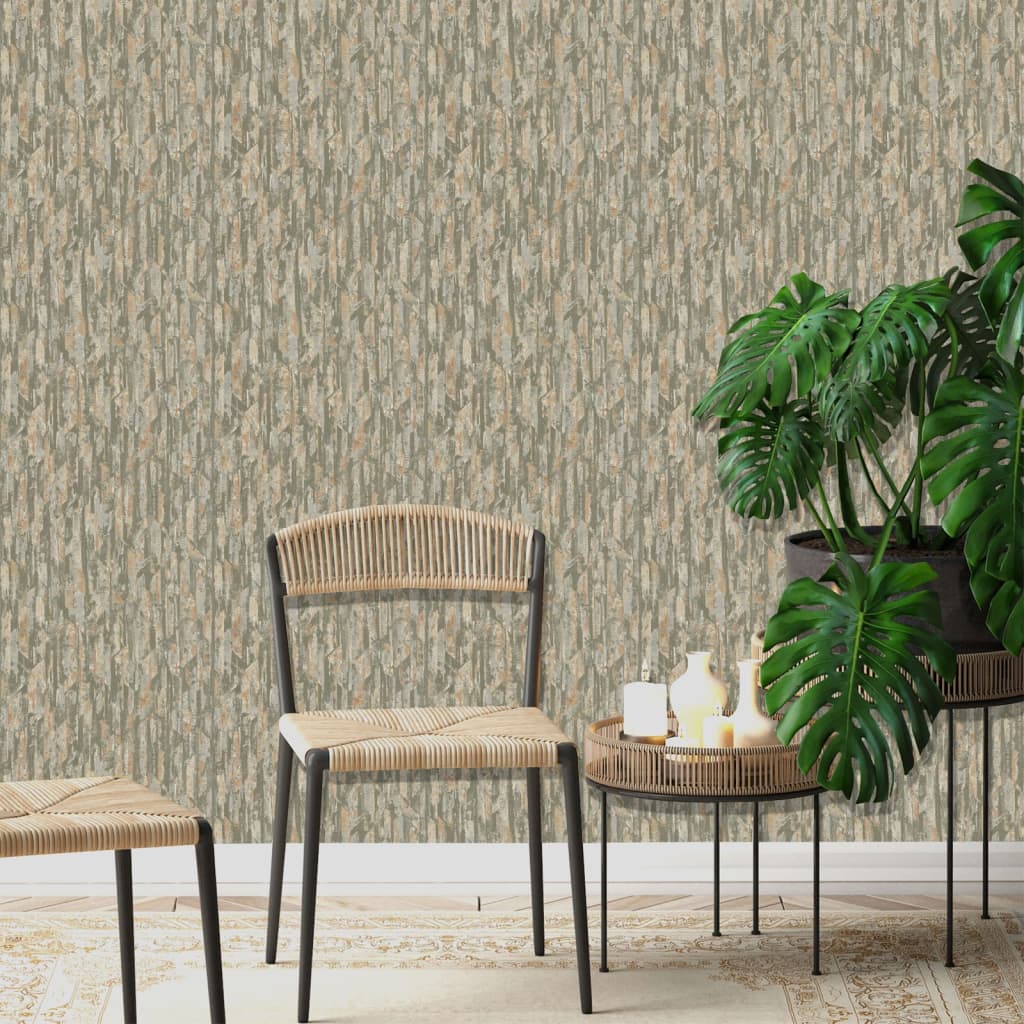DUTCH WALLCOVERINGS Carta da Parati Phoenix Verde e Beige