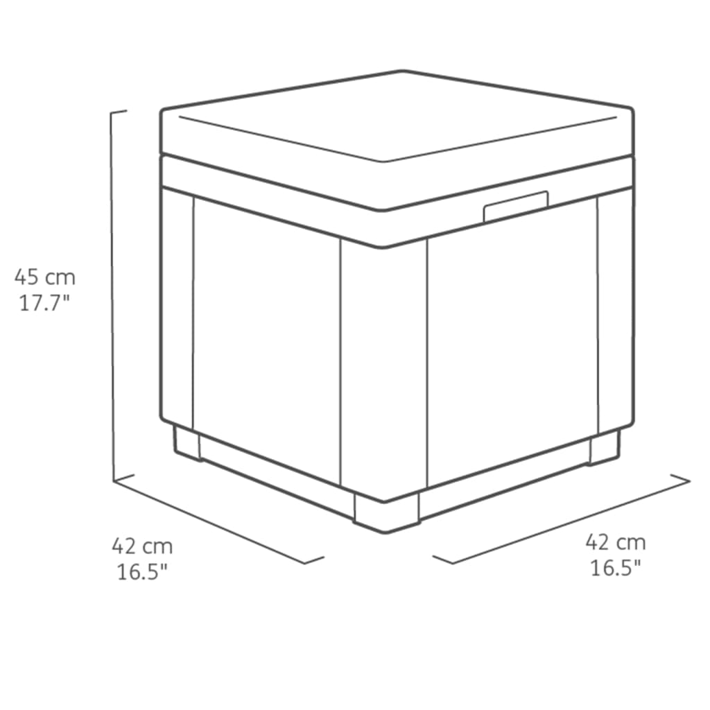Keter Cubo Pouf Portaoggetti con Cuscino Cappuccino