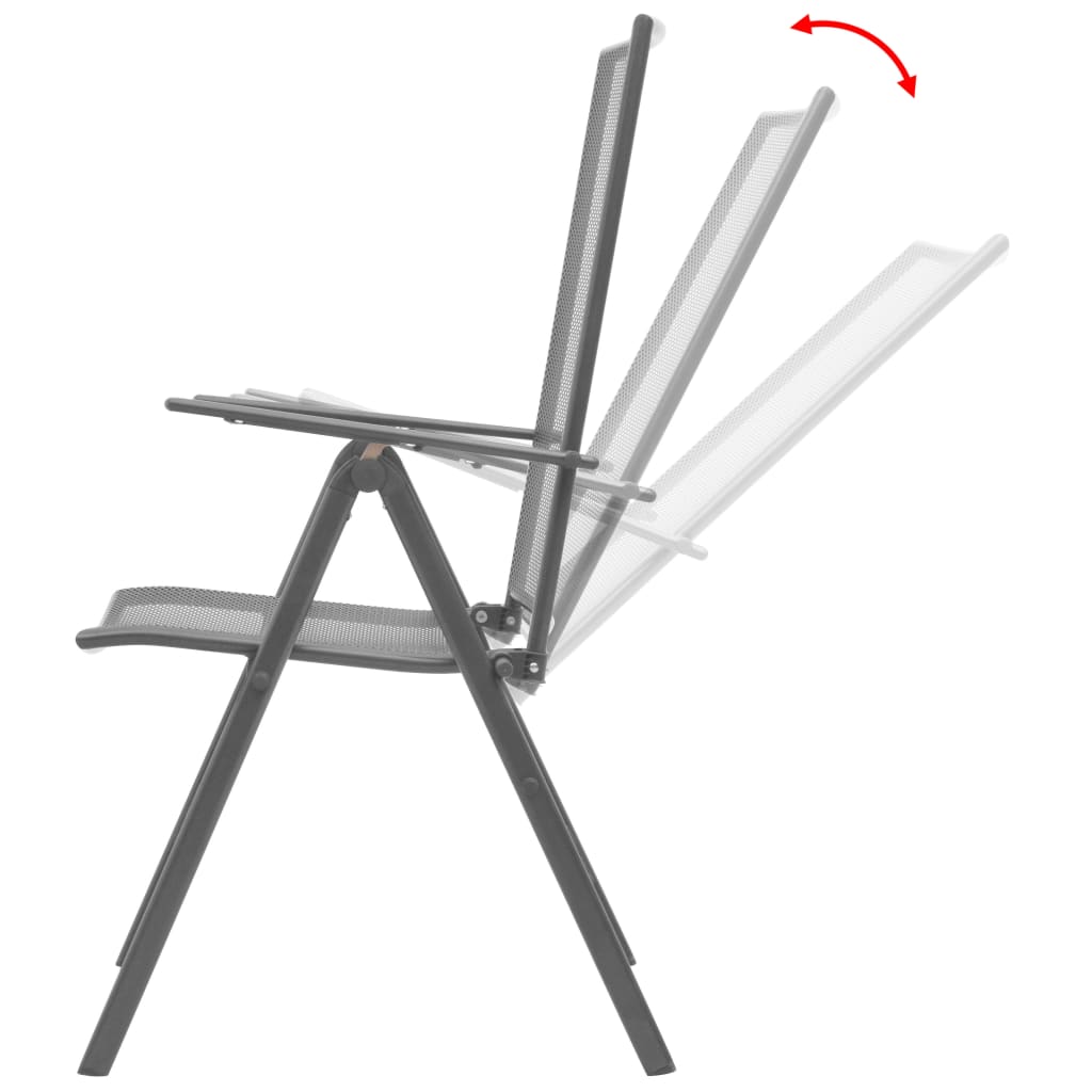Set da Pranzo Giardino 5 pz Sedie Pieghevoli Acciaio Antracite