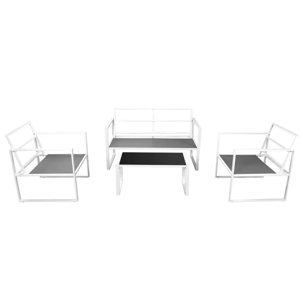 Set Divani da Giardino 4 pz con Cuscini in Acciaio Bianco