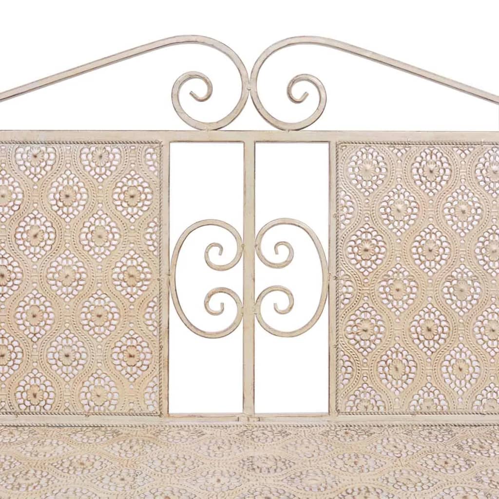 Panchina da Giardino 115 cm in Acciaio Bianco Vintage
