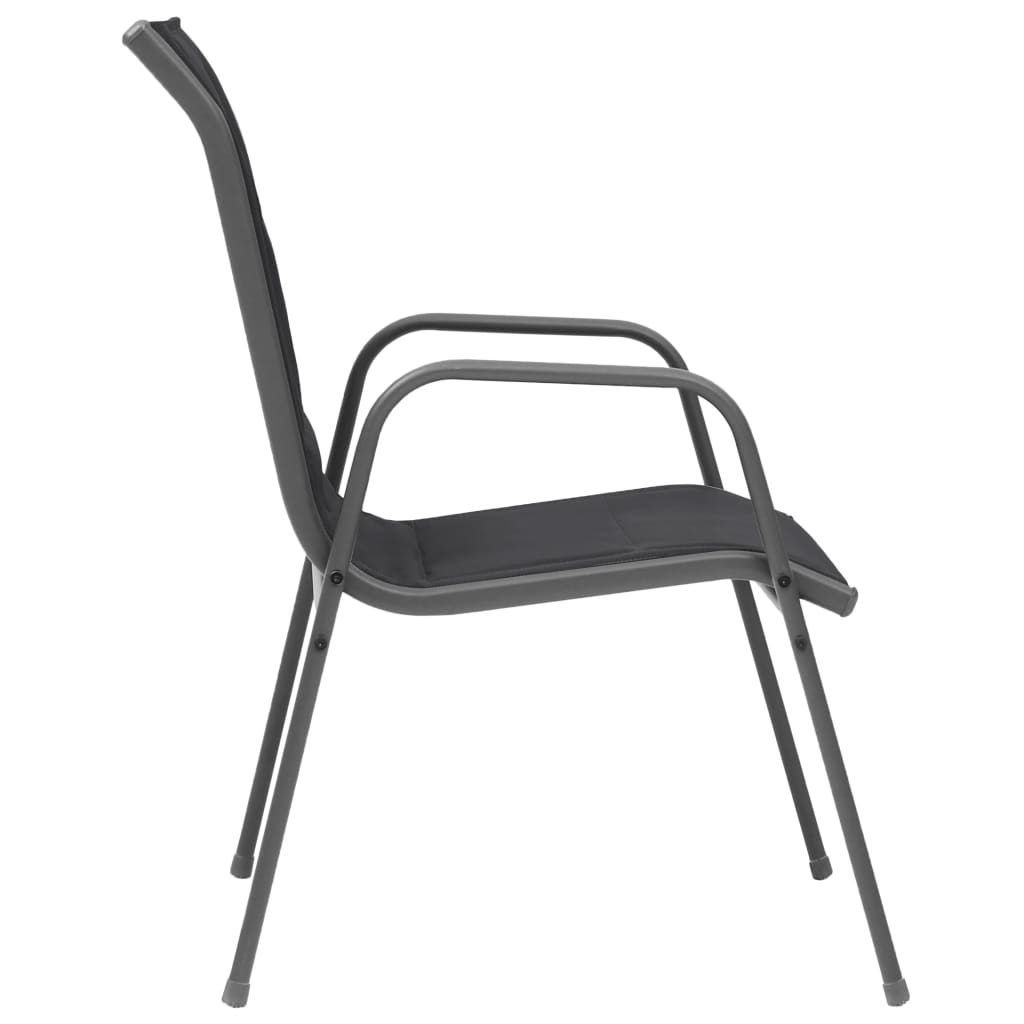 Sedie da Giardino Impilabili 6 pz in Acciaio e Textilene Nere