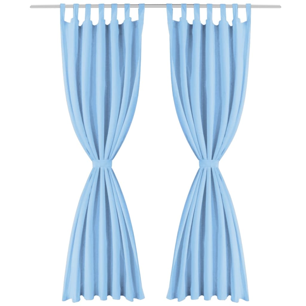 2 Pz Tende in Micro Raso con Passanti 140x175 cm Turchesi