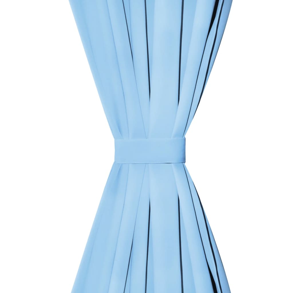 2 Pz Tende in Micro Raso con Passanti 140x175 cm Turchesi