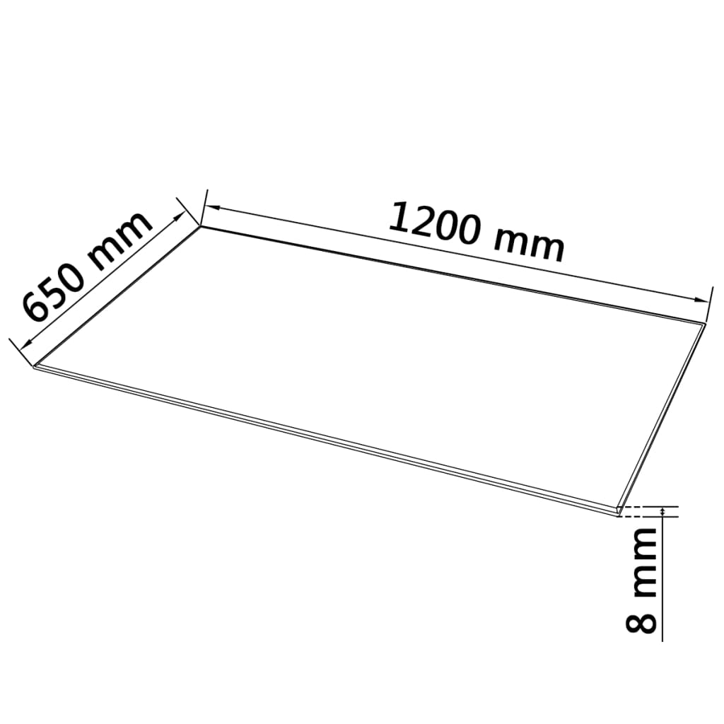 Piano Tavolo Vetro Temperato Rettangolare 1200x650 mm