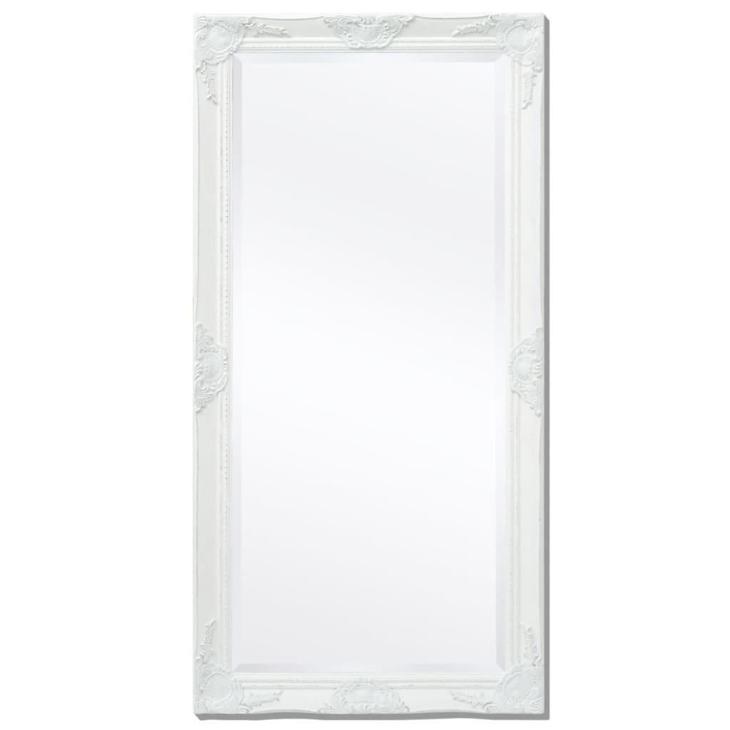 Specchio da Parete Stile Barocco 120x60 cm Bianco