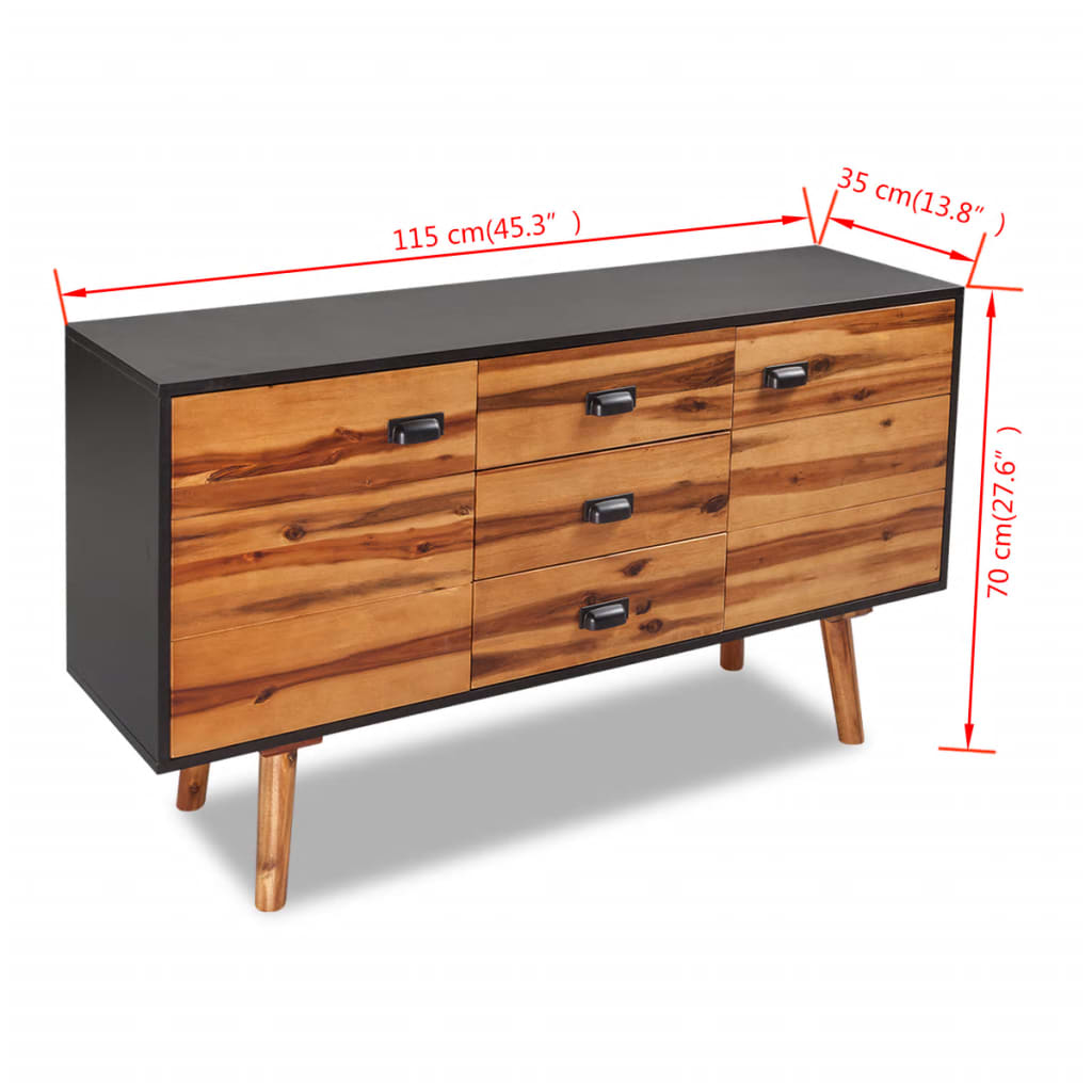 Credenza in Legno di Acacia 115x35x70 cm