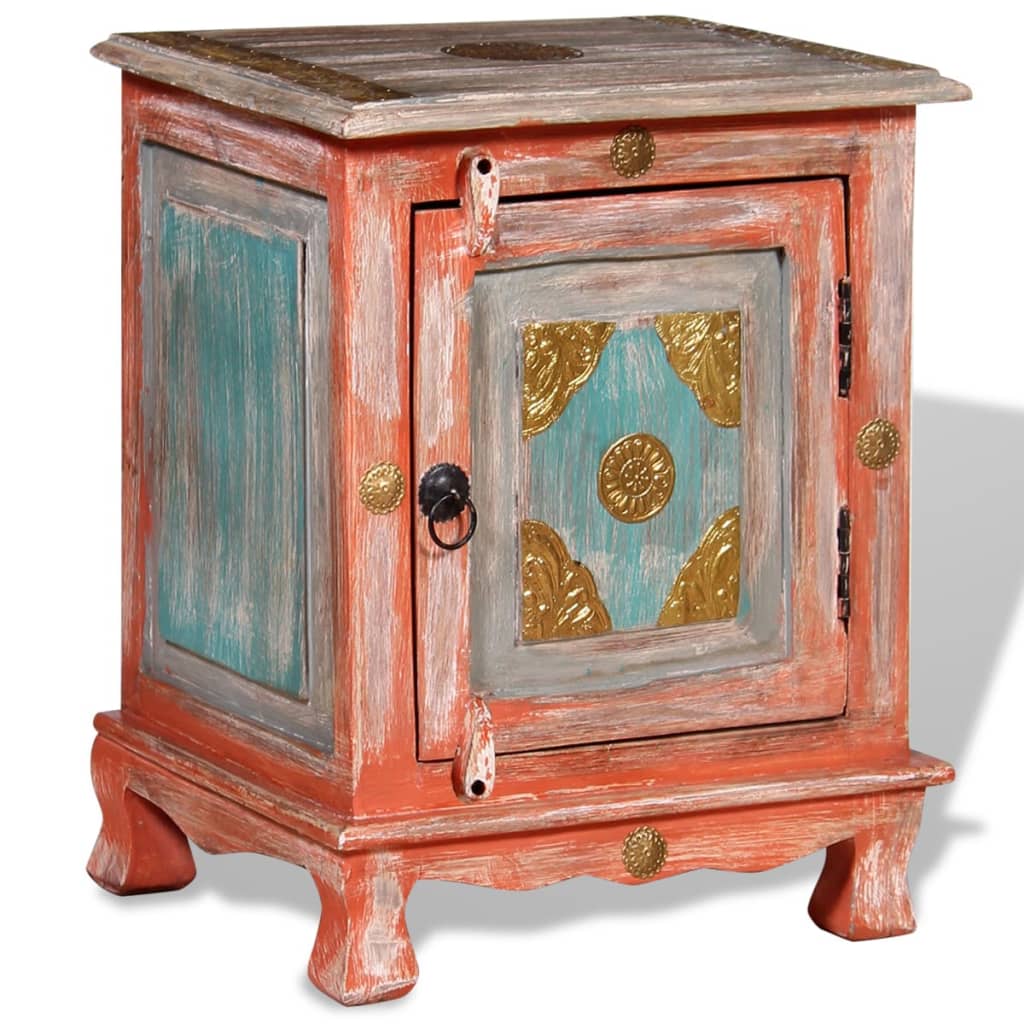Comodino in Legno Massello di Mango Arancione