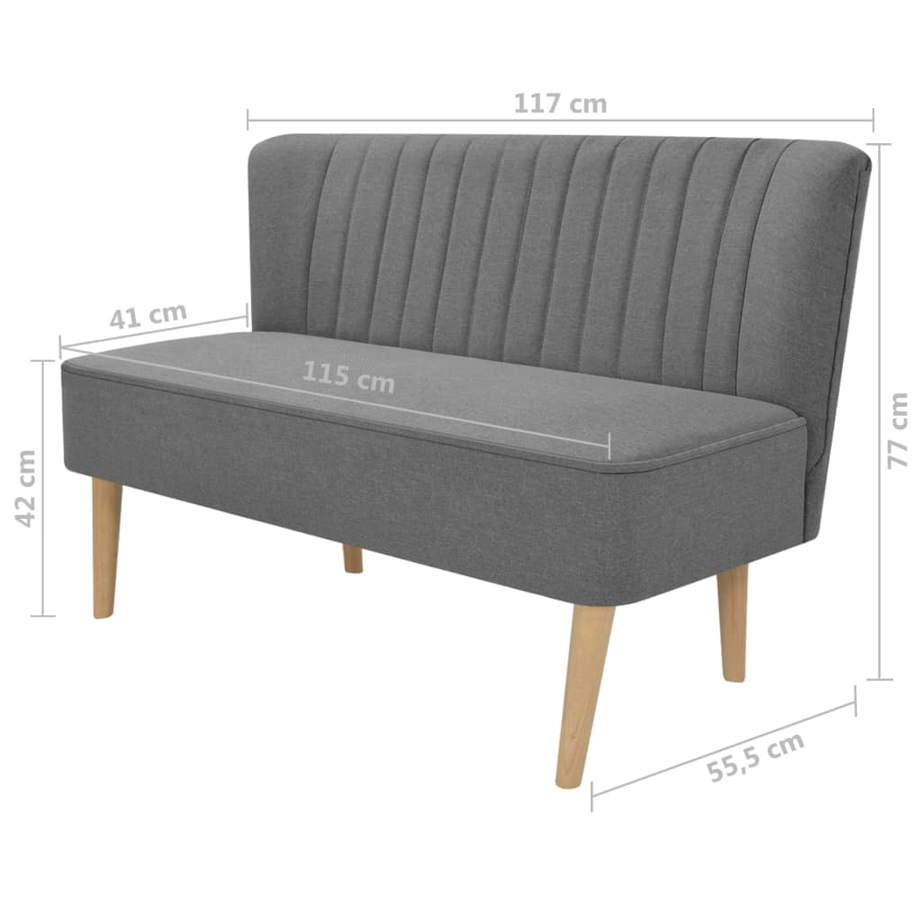 Divano in Tessuto 117x55,5x77 cm Grigio Chiaro