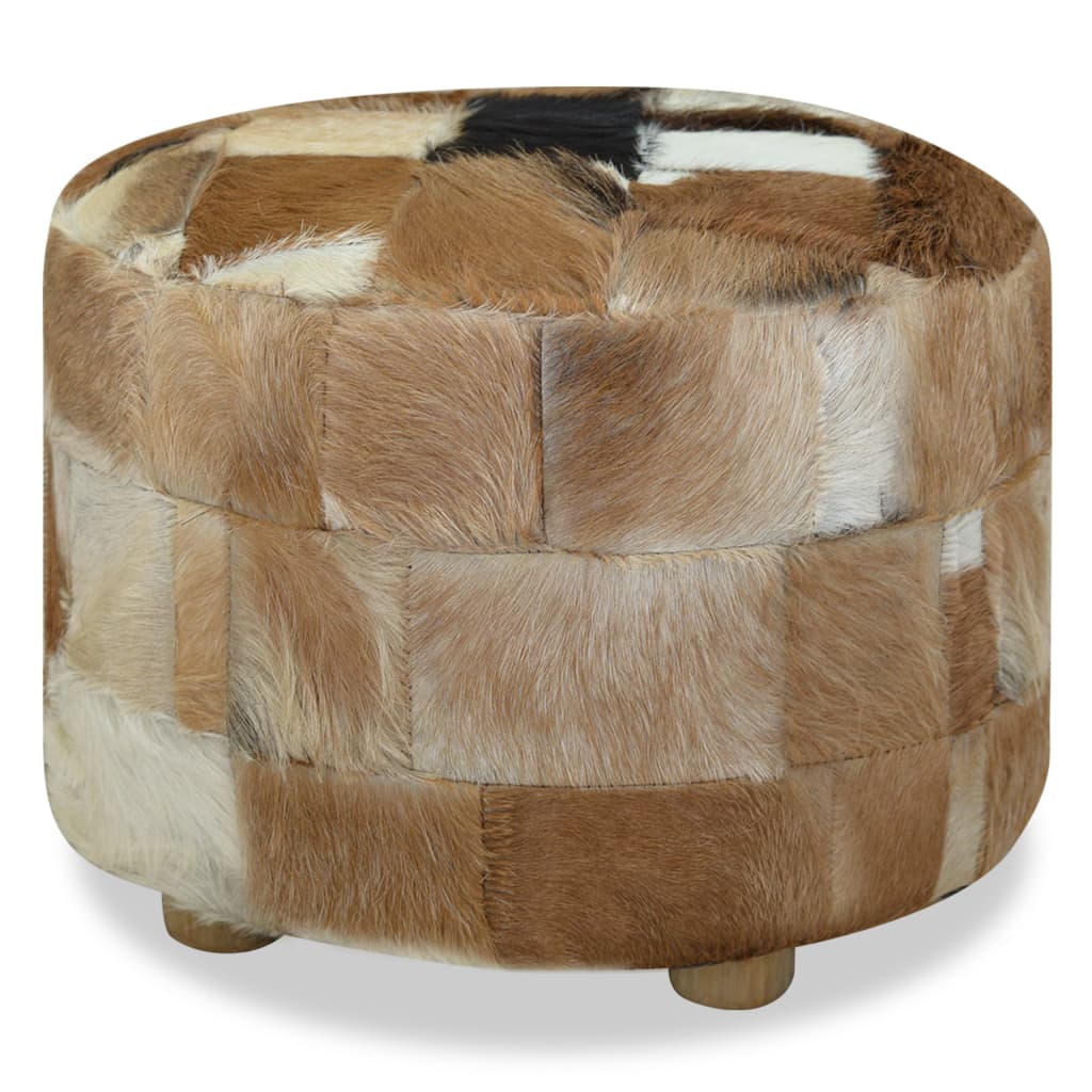 Pouf Rotondo in Vera Pelle 50x50x45 cm