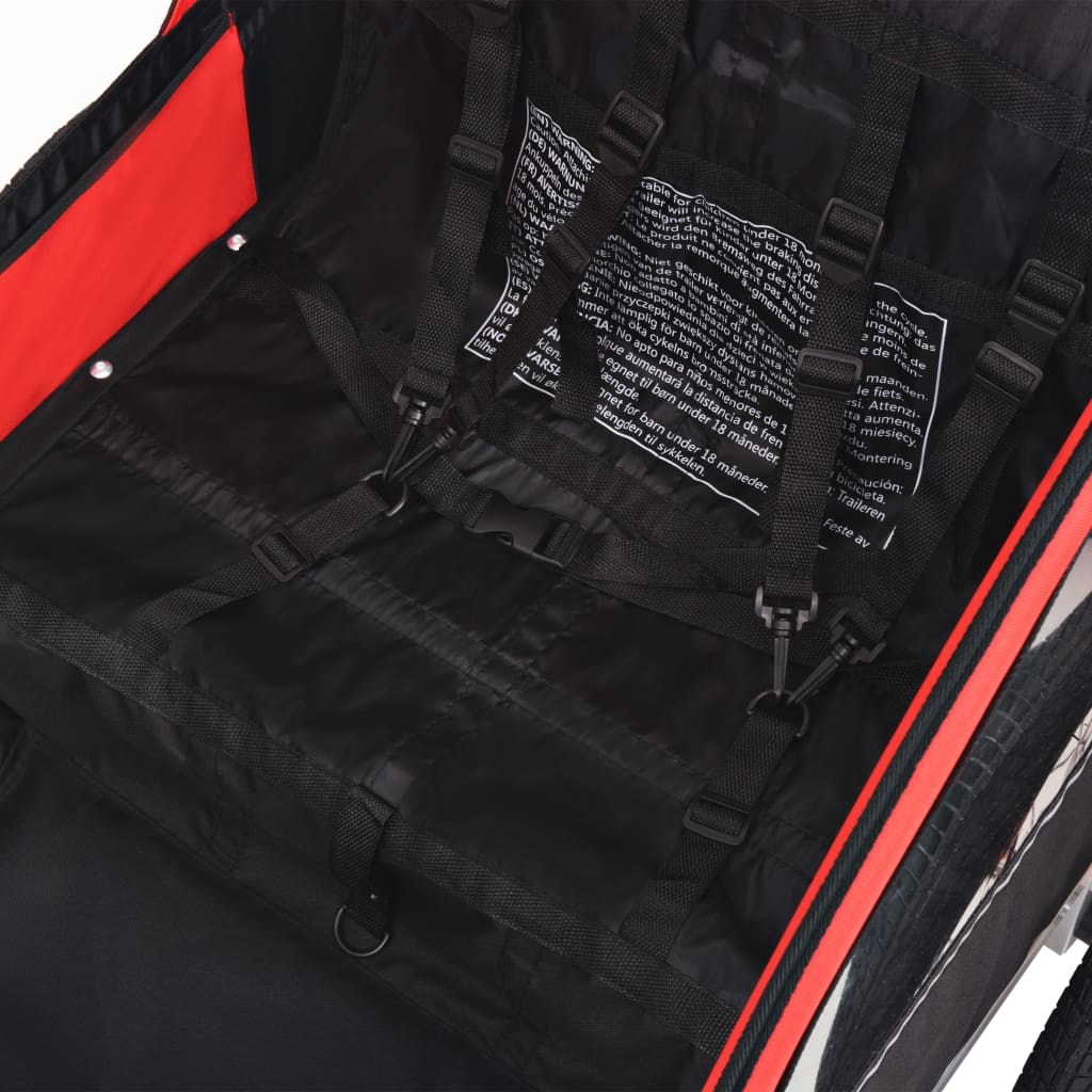 Rimorchio per Bici Rosso e Nero 30 kg