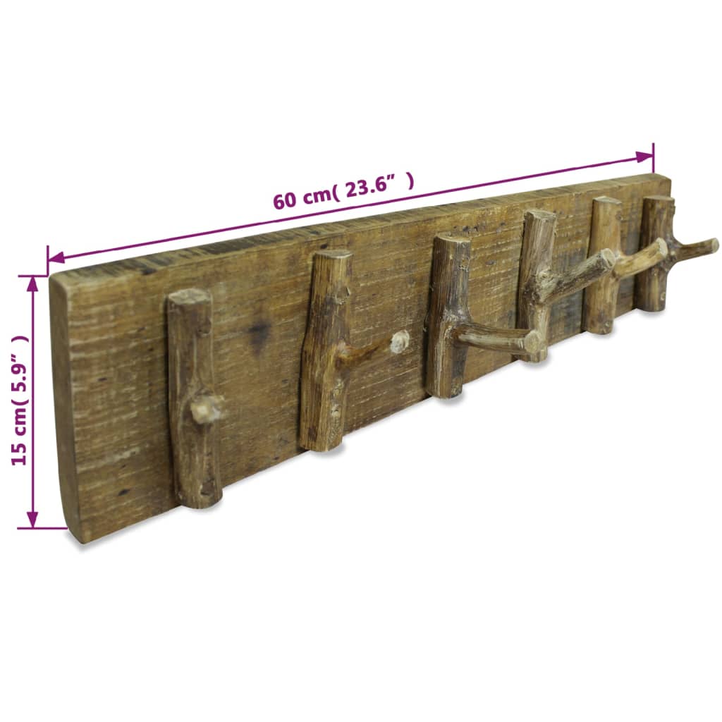 Appendiabiti in Legno di Recupero Misto 60x15 cm