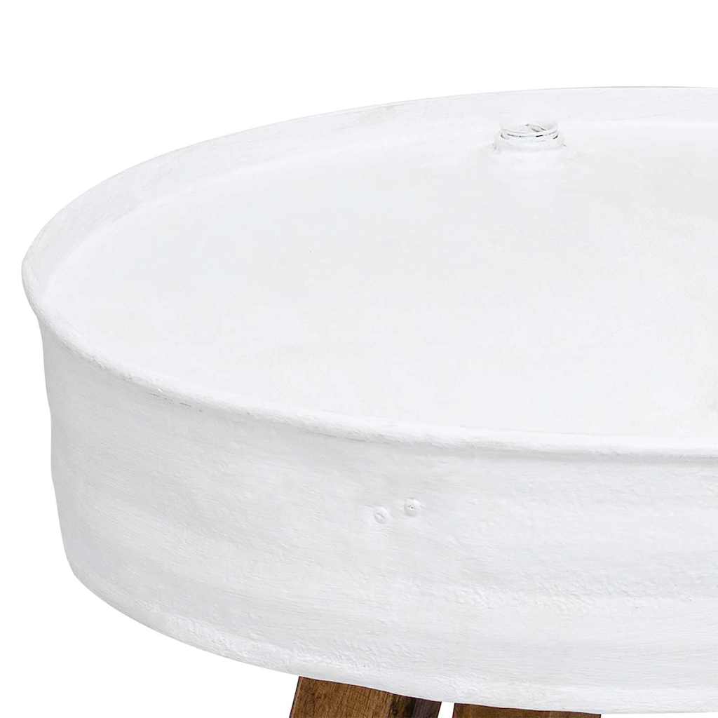 Tavolino da Caffè in Legno Massello Recuperato 60x45 cm Bianco