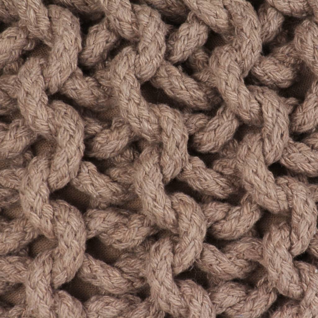Pouf Lavorato a Maglia in Cotone 50x35 cm Marrone