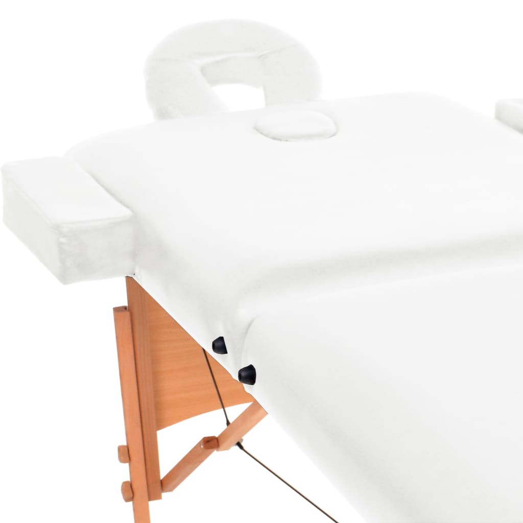 Lettino da Massaggio Pieghevole 2 Zone Spessore 10 cm Bianco