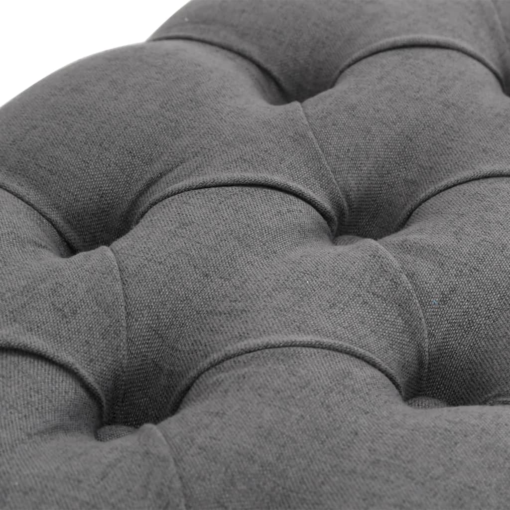 Panca in Lino e Legno Massello 110x38x48 cm Grigio Scuro