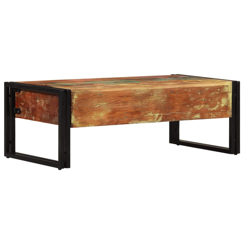 Tavolino con 3 Cassetti in Massello Recuperato 100x50x35cm
