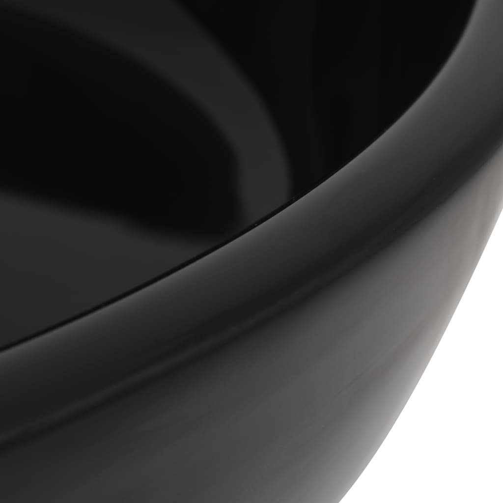 Lavandino Tondo in Ceramica Nero 42x12 cm