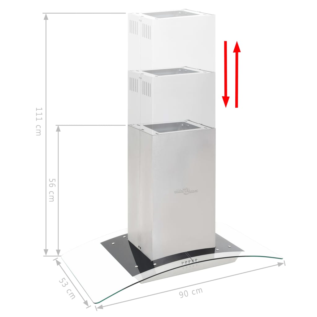 Cappa a Isola 90 cm in Acciaio Inossidabile 756 m³/h LED