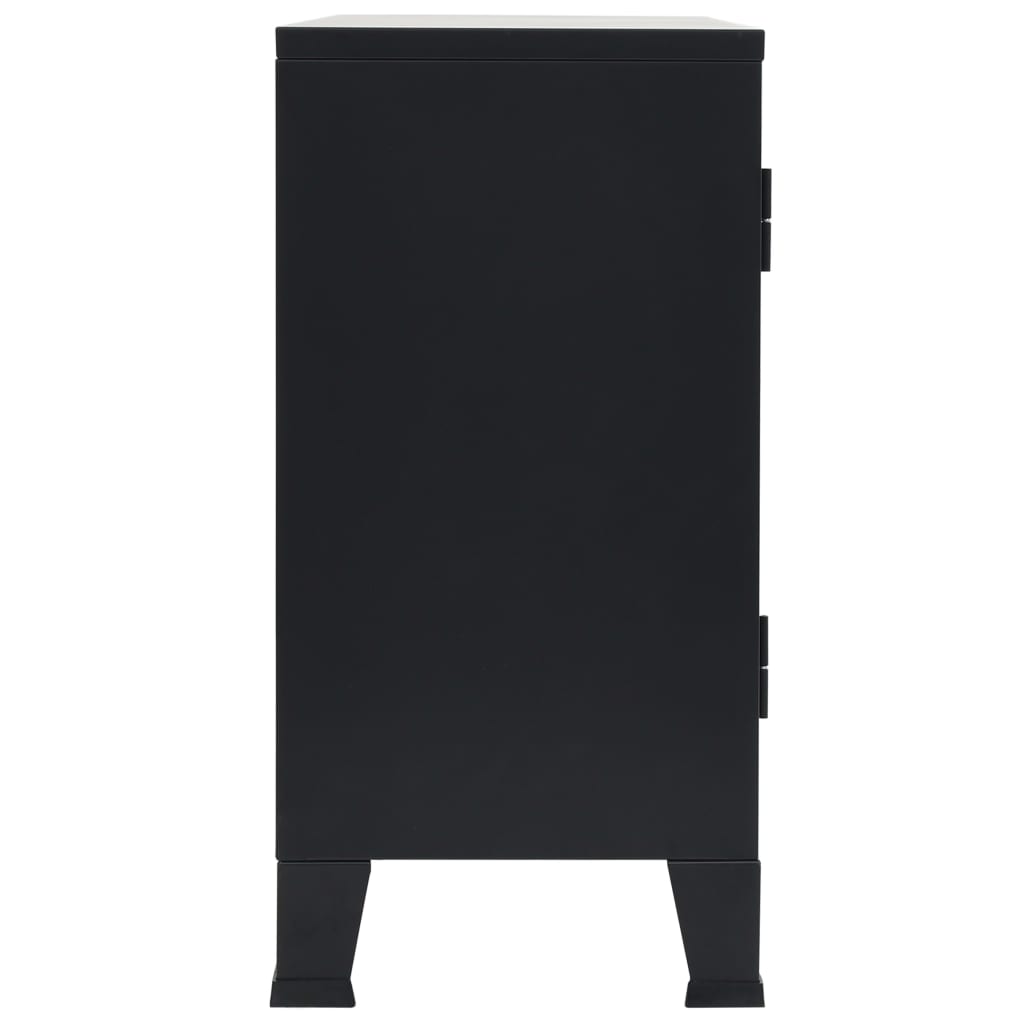 Credenza in Metallo in Stile Industriale 120x35x70 cm Nera