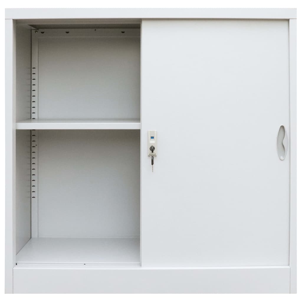 Armadio per Ufficio Porte Scorrevoli Metallo 90x40x90 cm Grigio