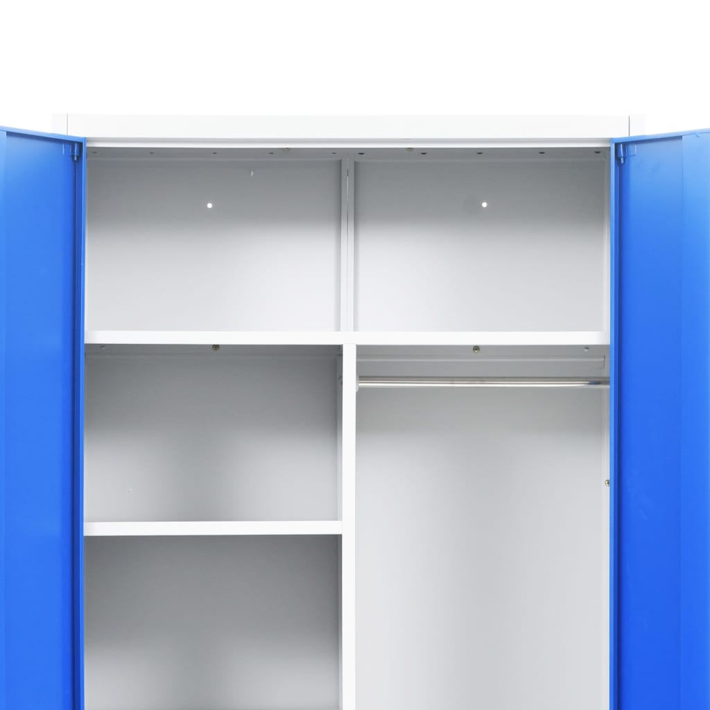 Armadietto con 2 Ante in Metallo 90x40x180 cm Grigio e Blu