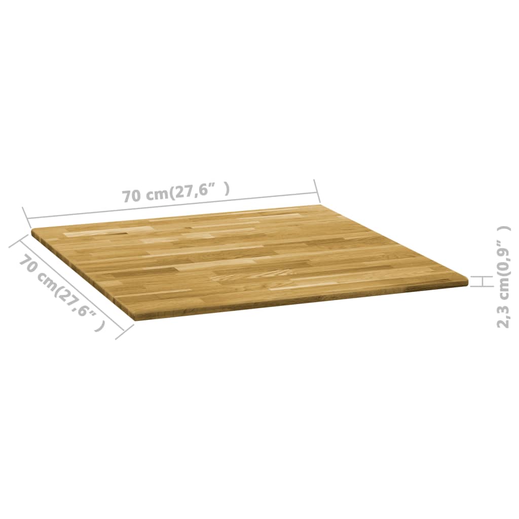 Piano del Tavolo Legno Massello di Rovere Quadrato 23mm 70x70cm