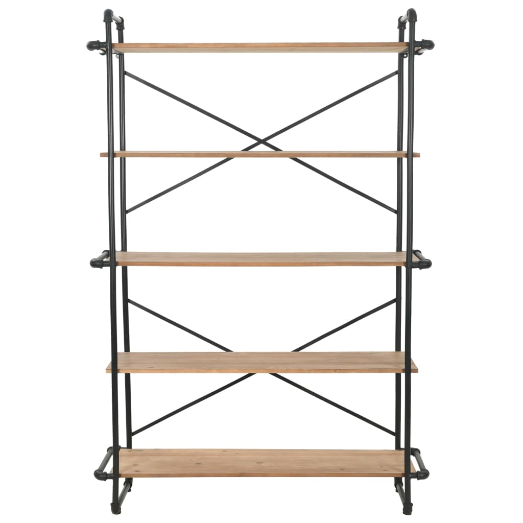 Libreria in Legno Massello di Abete e Acciaio 120x42x180 cm