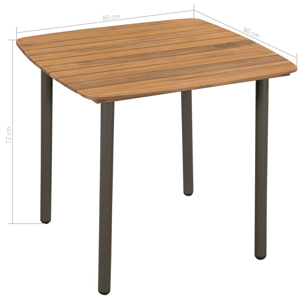 Tavolo da Giardino 80x80x72cm in Massello di Acacia e Acciaio