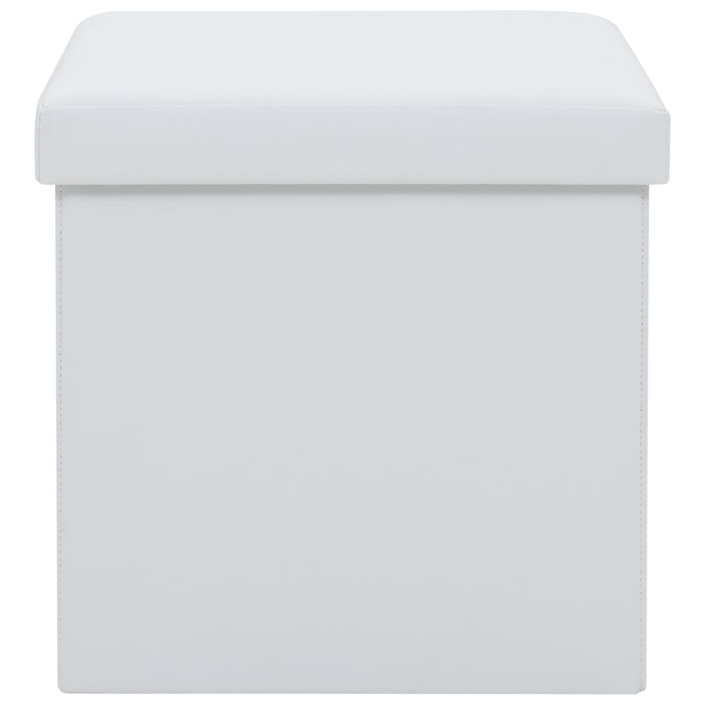 Sgabello Pieghevole con Contenitore Bianco in Similpelle
