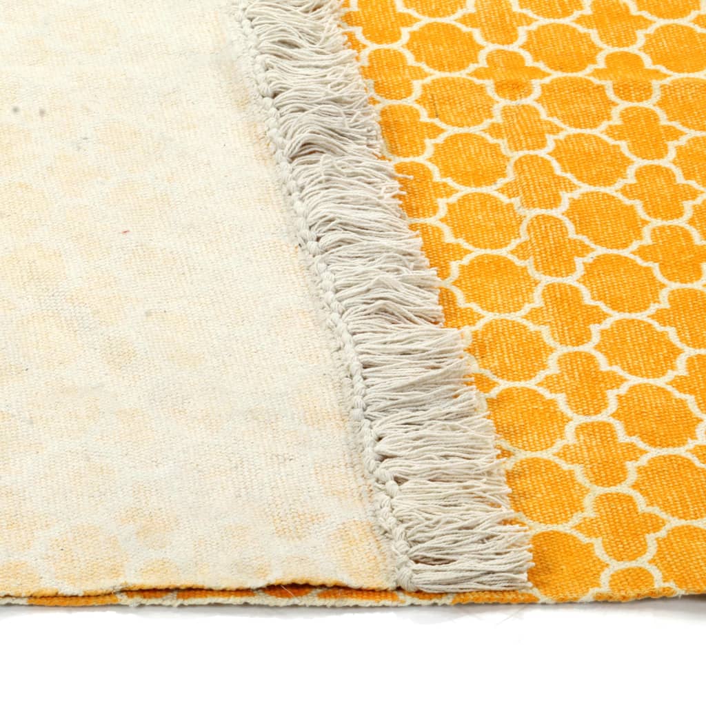 Tappeto Kilim in Cotone 160x230 cm con Motivi Gialli
