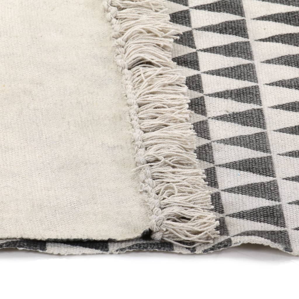 Tappeto Kilim in Cotone 120x180 cm con Motivi Bianchi/Neri