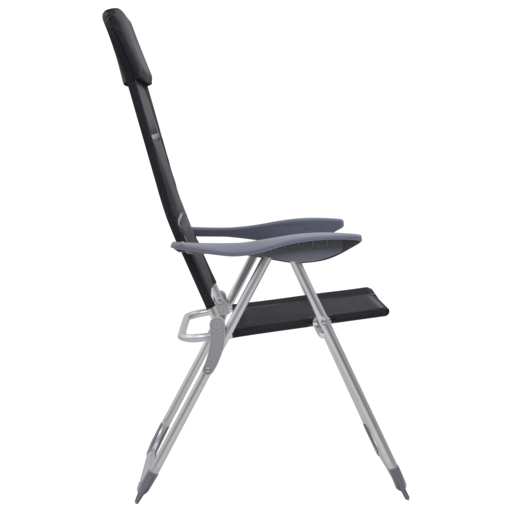 Sedie da Campeggio 2 pz in Alluminio Nero 58x69x111 cm