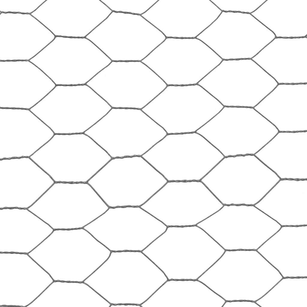 Recinzione in Rete per Pollaio in Acciaio e PVC 25x1,2 m Grigia