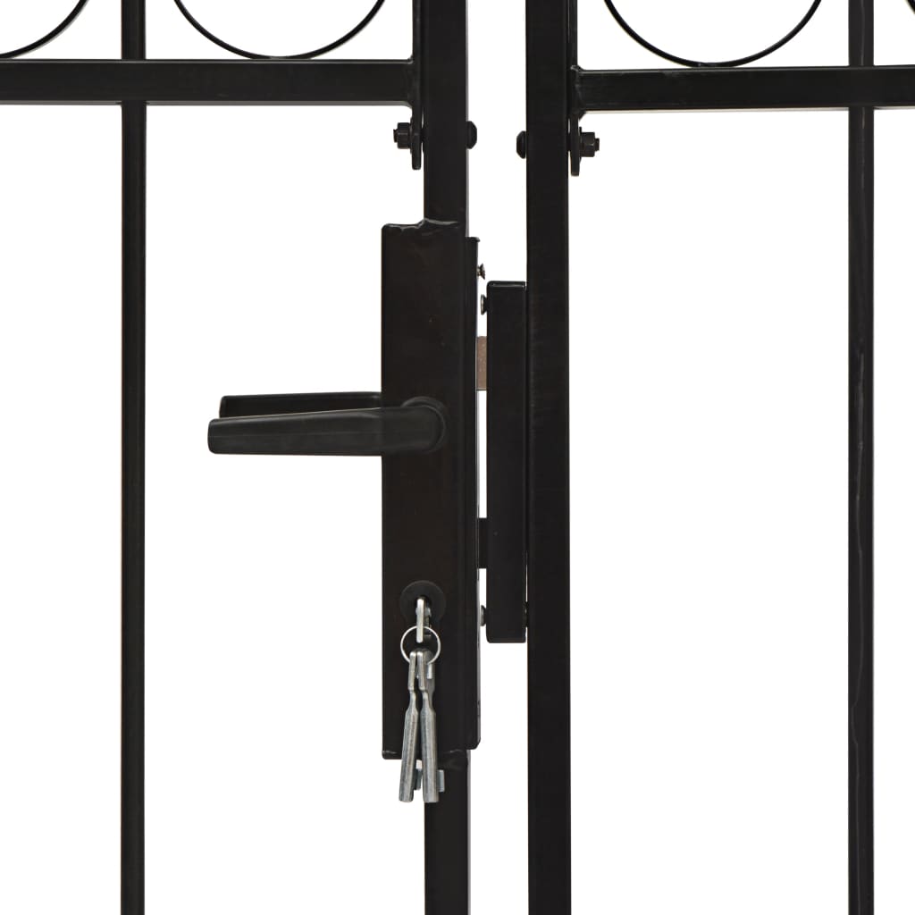 Cancello a Doppia Anta ad Arco in Acciaio 400x175cm Nero