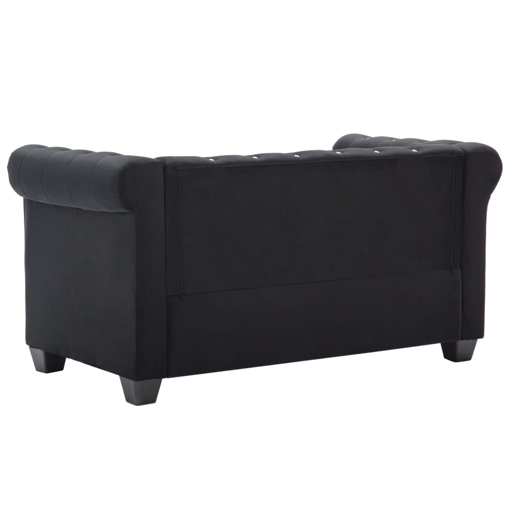 Divano Chesterfield a 2 Posti in Velluto 146x75x72 cm Nero