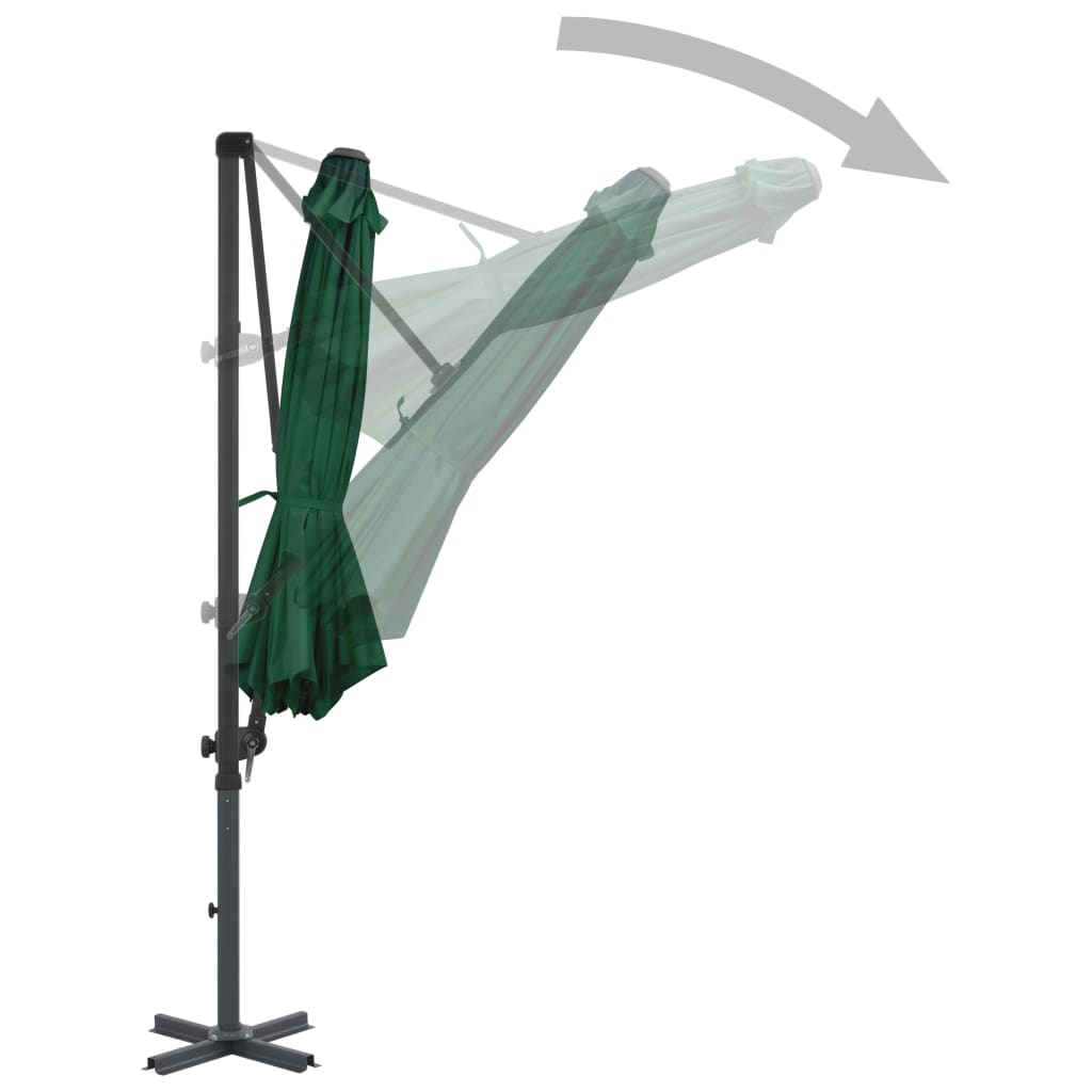 Ombrellone a Sbalzo con Palo in Alluminio 300 cm Verde