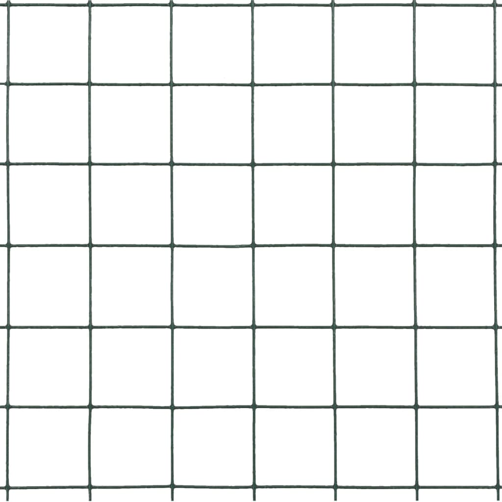 Recinzione in Rete per Pollaio in Acciaio e PVC 10x0,5 m Verde