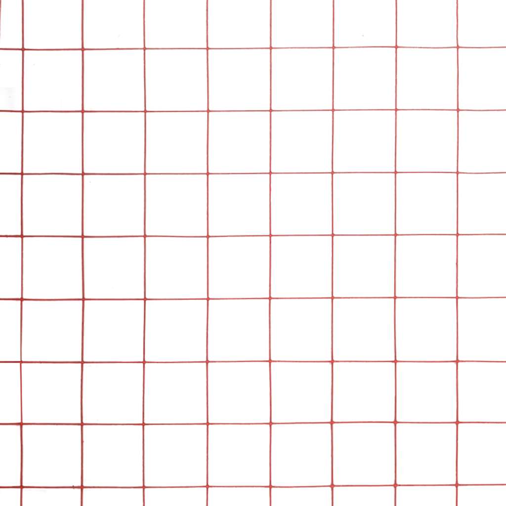 Recinzione in Rete per Pollaio in Acciaio e PVC 25x1,5 m Rossa