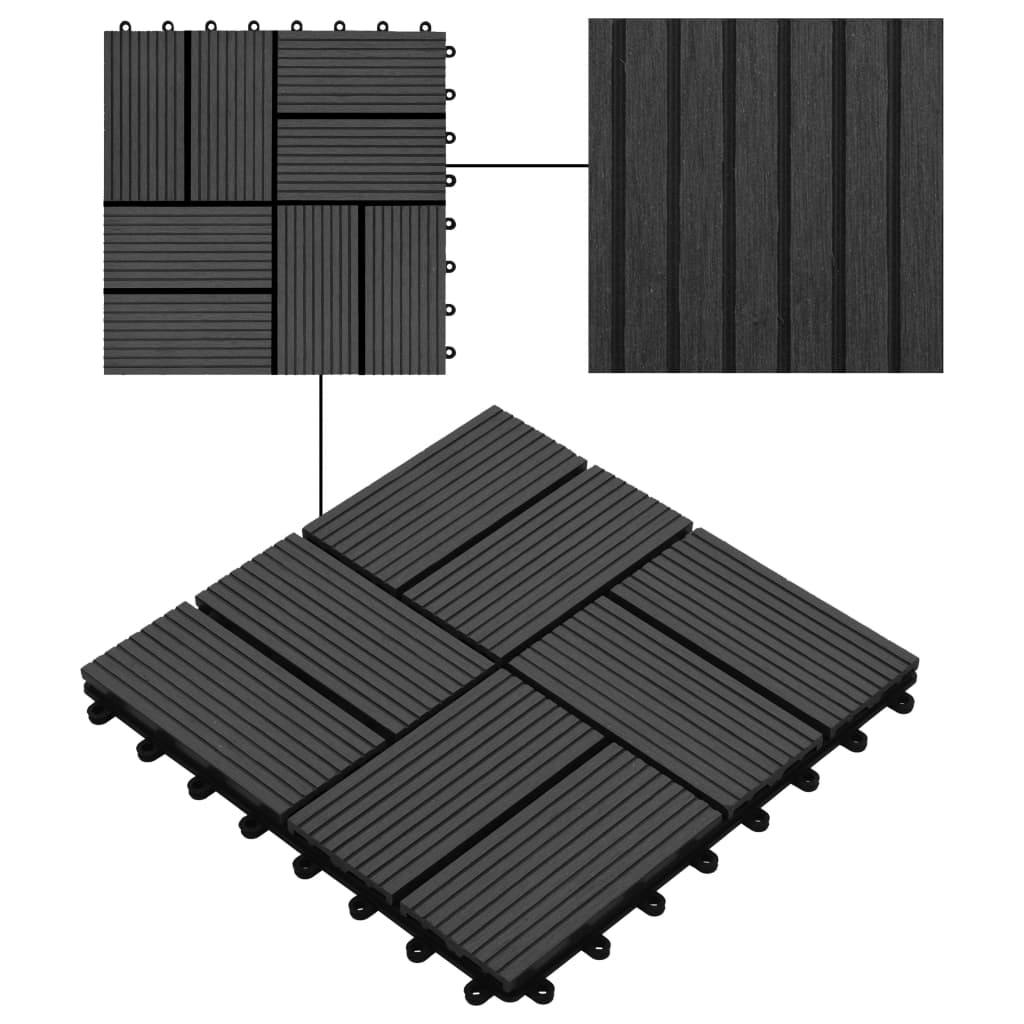 Piastrelle per Decking in WPC 11 pz 30x30cm 1 mq Nero