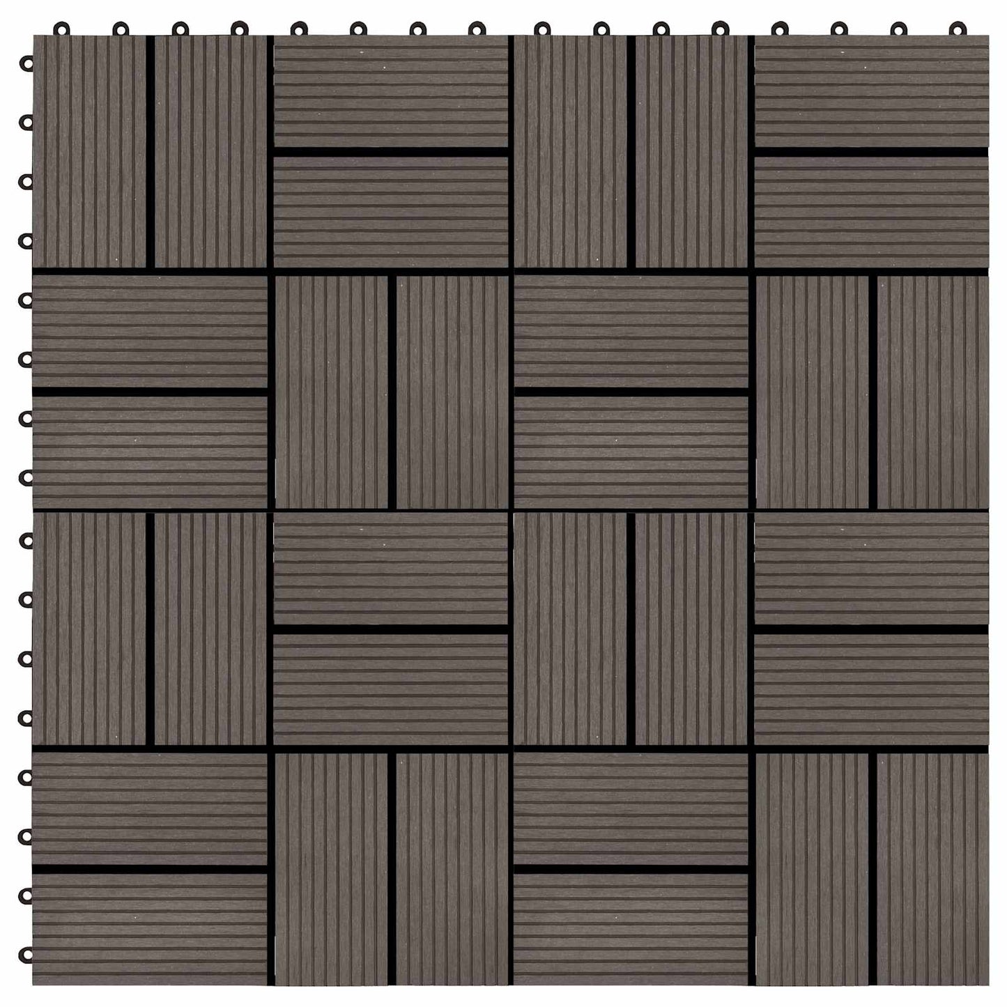 Piastrella per Decking 11 pcs Marrone Scuro 30 x 30 cm WPC