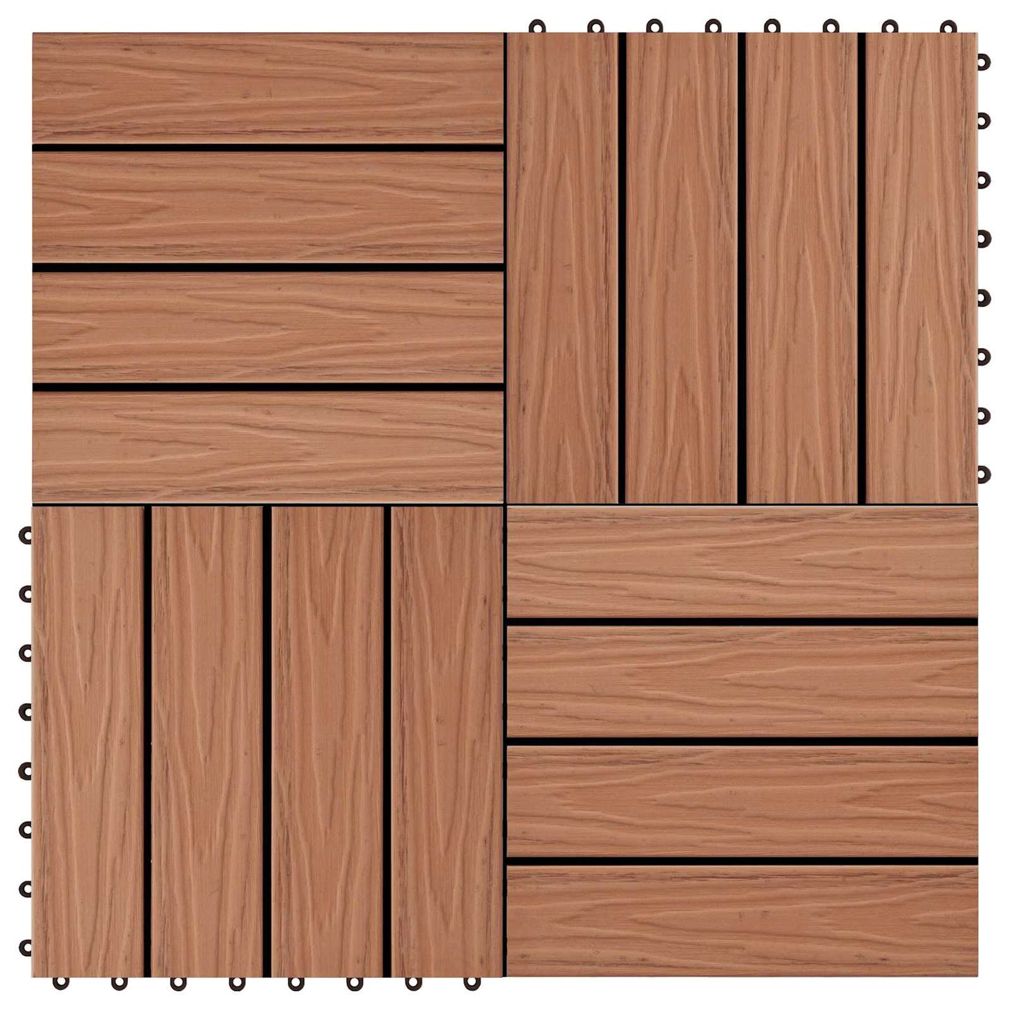 Piastrella per Decking 11 pcs Marrone Chiaro 30 x 30 cm WPC