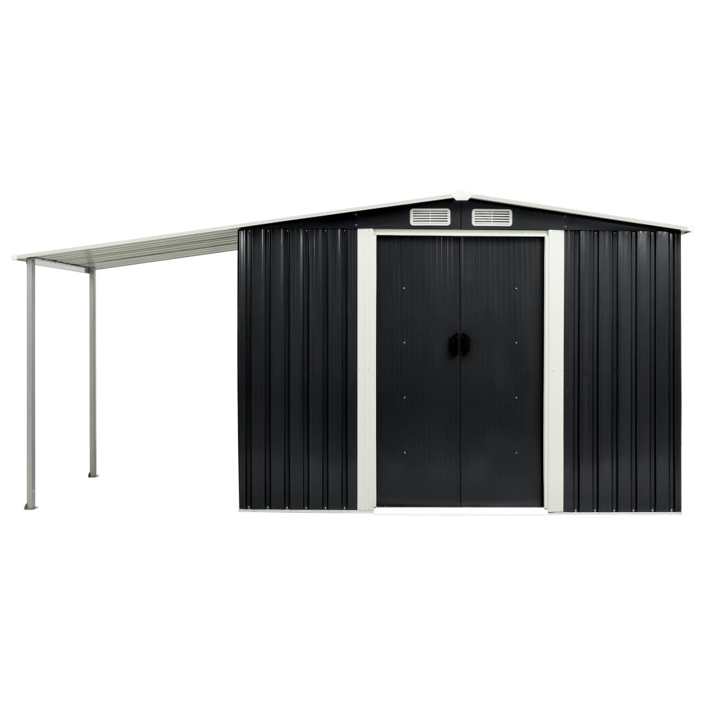 Capanno con Porte Scorrevoli Antracite 386x131x178cm Acciaio