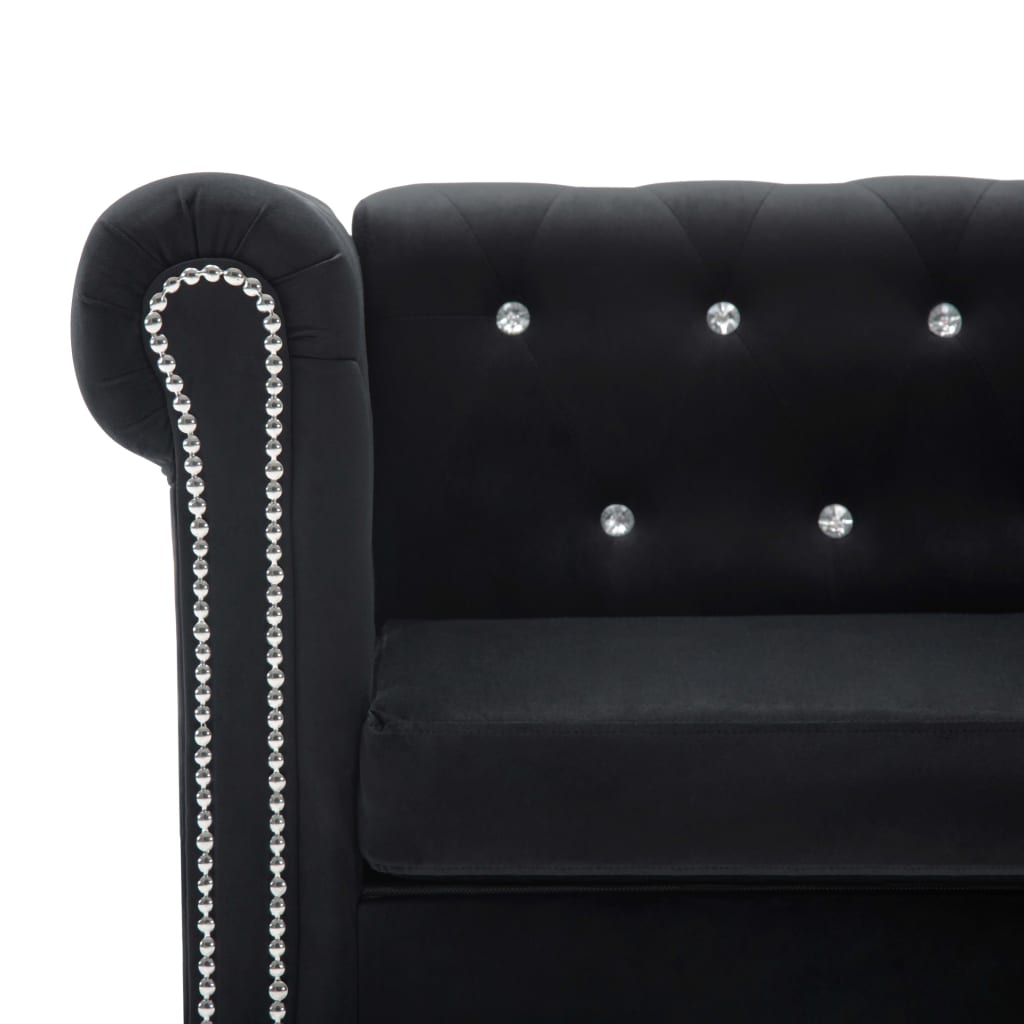 Set Divani Chesterfield 2 pz Rivestimento in Velluto Nero