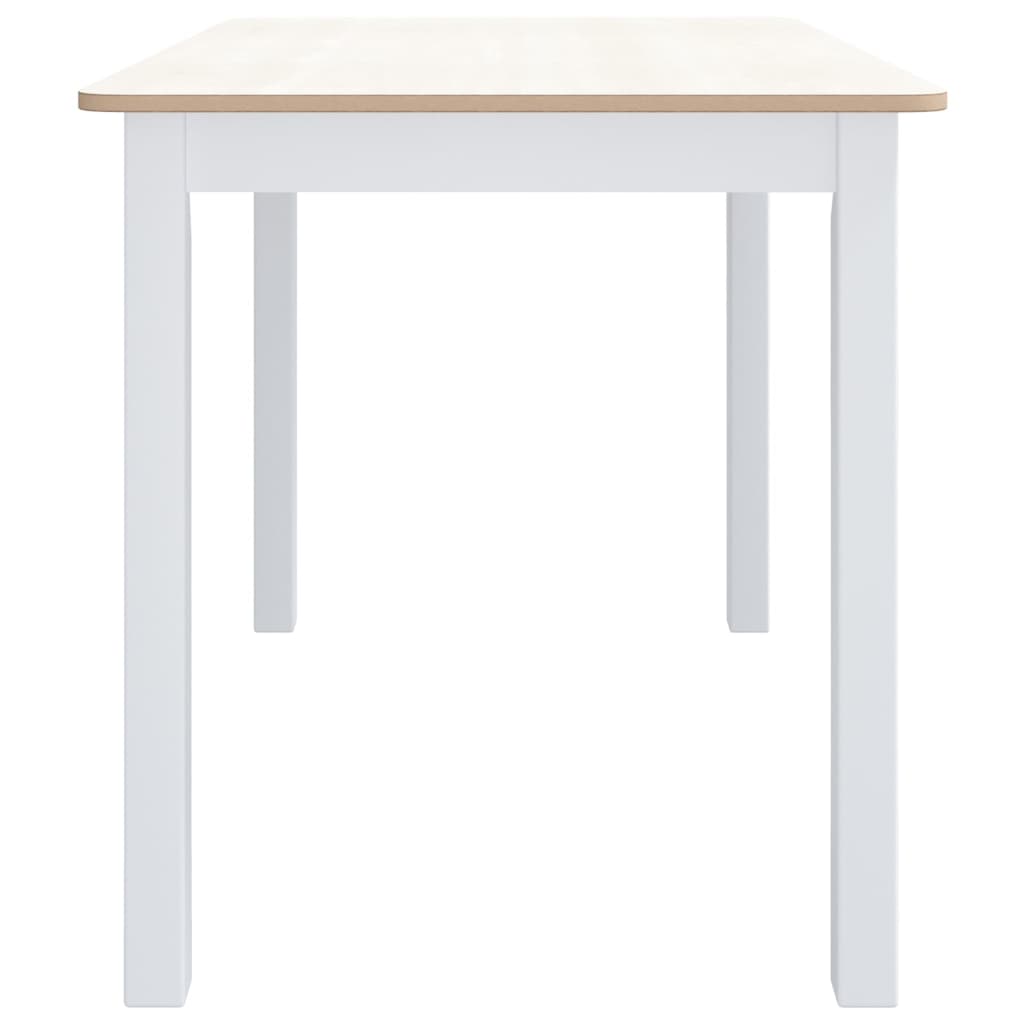 Tavolo da Pranzo Bianco e Marrone 114x71x75cm Massello di Hevea