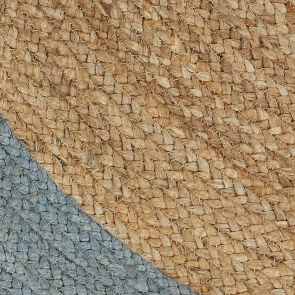 Tappeto Lavorato a Mano in Juta con Bordo Verde Oliva 150 cm
