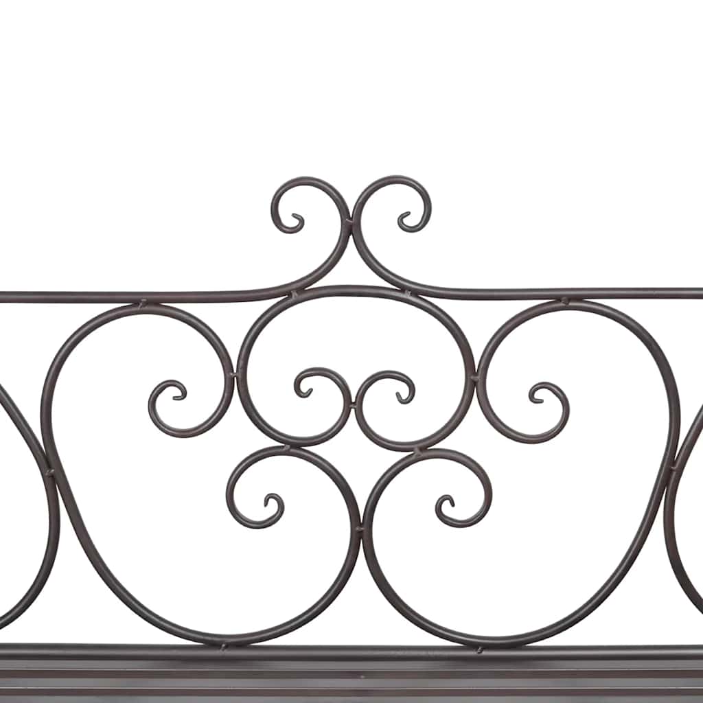 Panchina da Giardino 132 cm in Acciaio Stile Anticato Marrone