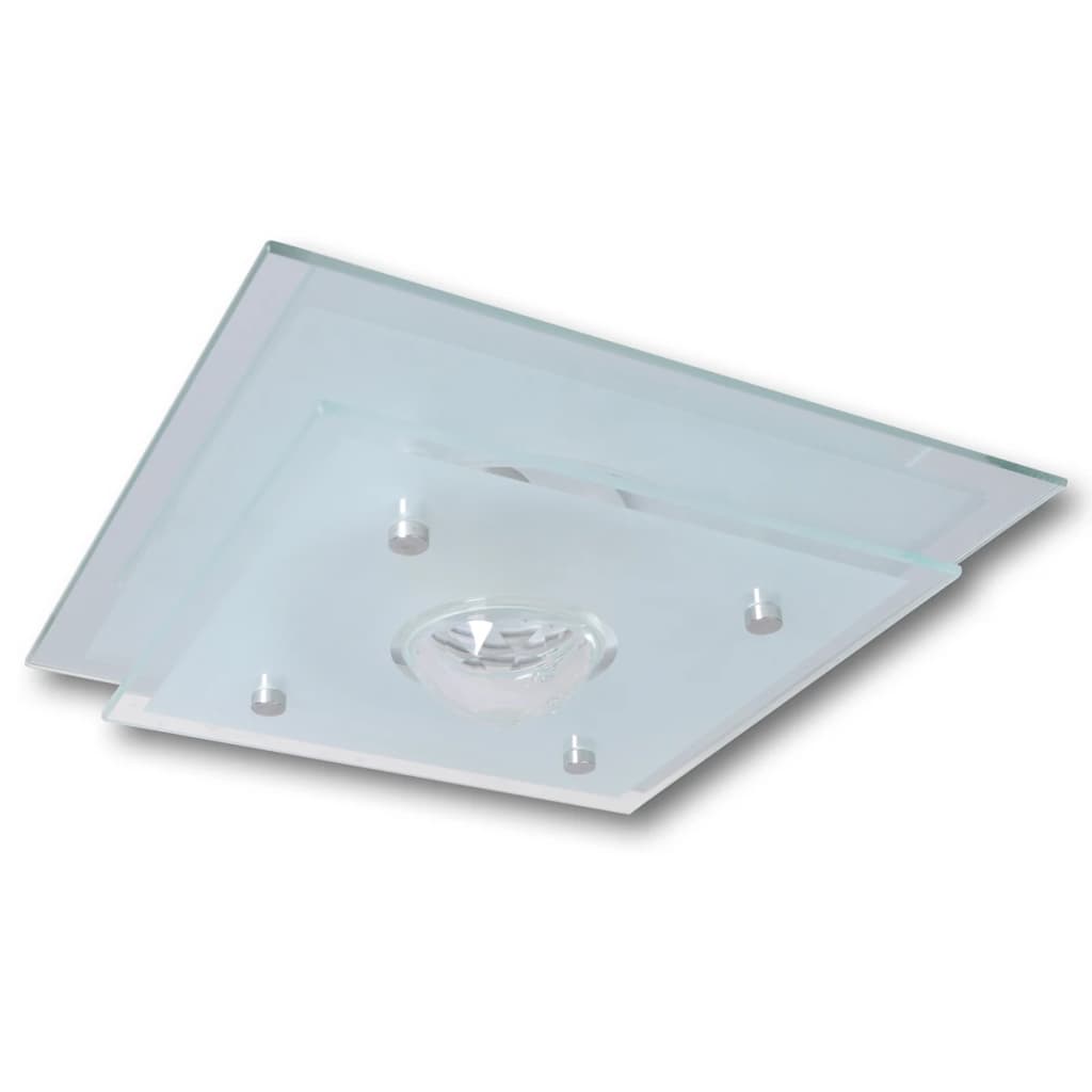 Lampada da Soffitto Quadrata in Vetro 1 x E27 Cristallo