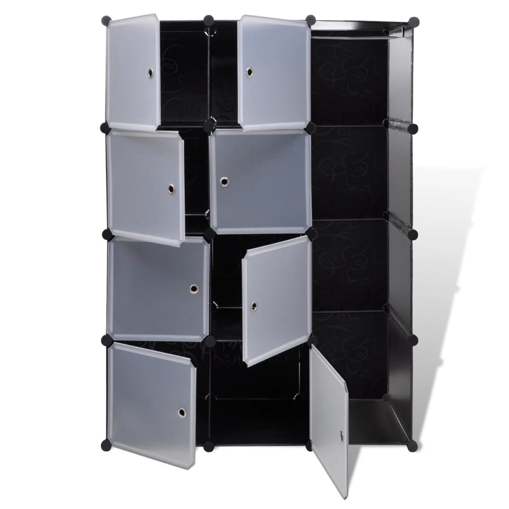 Armadio Modulare con 9 Scomparti 109x36,5x143 cm Nero e Bianco